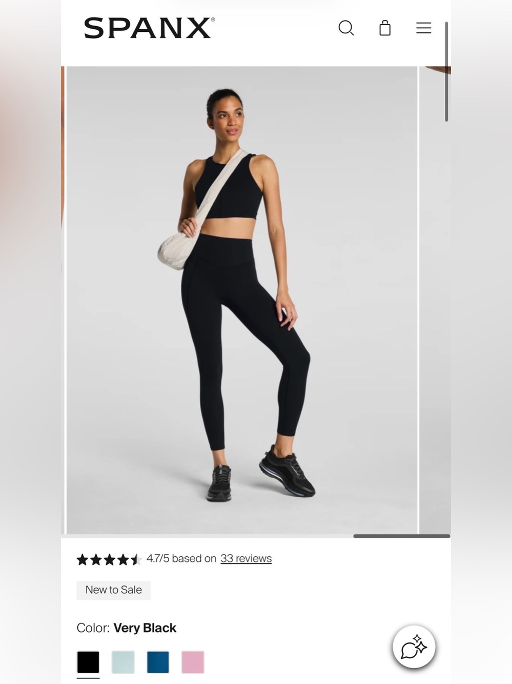 NWT Spanx SPANXshape PowerPlay 7/8 Leggings in Black